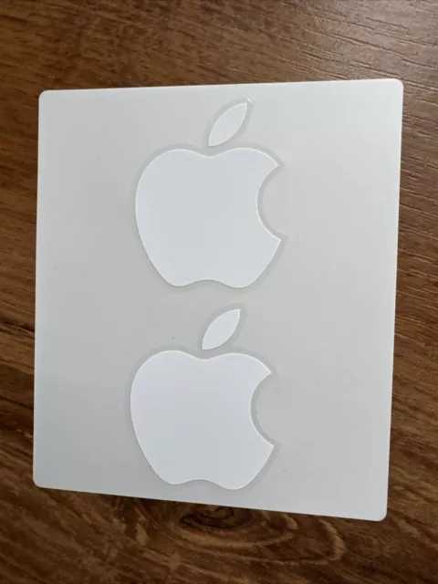 Genuine Original White Apple Logo Stickers x 2  - iPad, iPhone etc