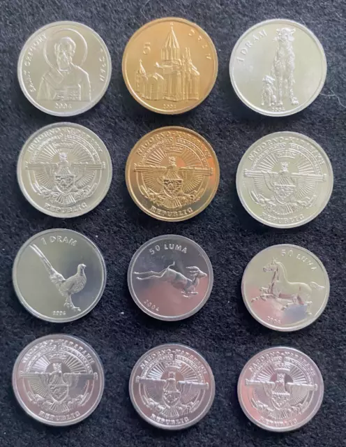 Juego de 6 monedas Luma y Dram de Nagorno - Karabaj unc unc monedas mundiales
