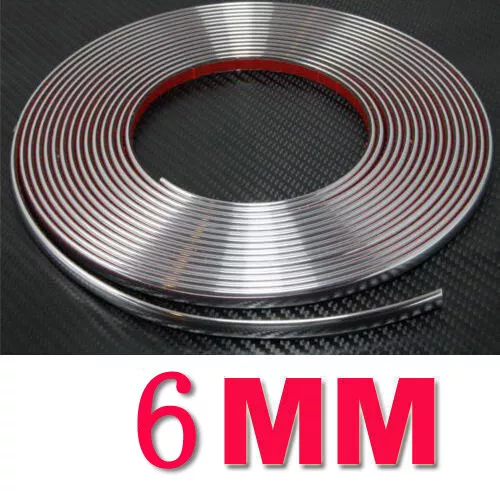 6mm*15m Chrome Self Adhesive Car Detail Edging Styling Moulding Trim Strip Decor