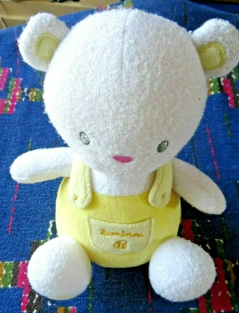 Jb2 /  Doudou Peluche Luminou Chat Jaune Blanc 24 Cm Assis   Etat Neuf