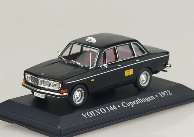 Miniature 1/43 Volvo 144 Taxi Copenhague 1972 Noire - Marque IXO/Altaya, Occasion, Boîte Abîmée