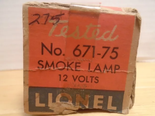 Vintage Lionel #671-75 Smoke Lamp 12 Volts Mint In Original Box 3