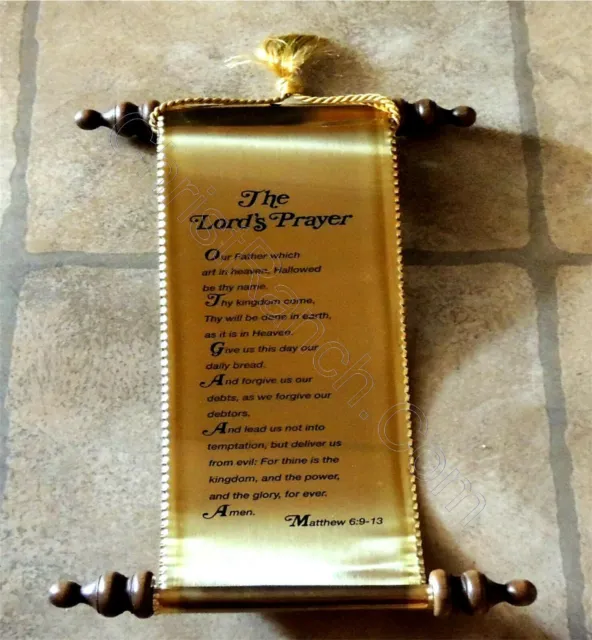 Jesus Christ  Lord's Prayer Copper Golden Scroll Hang Christian Plaque Statue