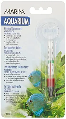 Marina Floating Thermometer for Betta Fish Tank with Suction Cup Aquarium The...