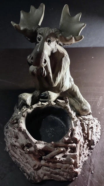 Big Sky Carvers Bear Foots Humor Moose Sitting Figurine Votive Candle Holder