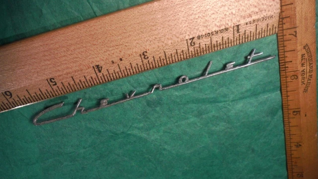 BT11 Chevrolet Clock/Radio Speaker Emblem Vintage Script 1955-6 CHEVY BEL AIR