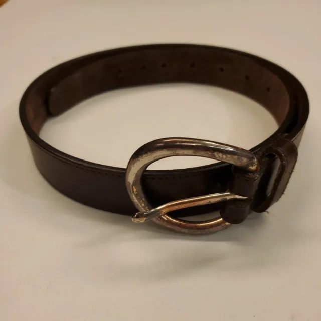 VTG Gap Genuine Leather Belt Size 30 1.25” Wide Brown Solid Brass Buckle USA
