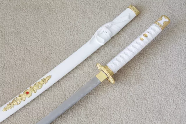 S0723 Anime Hakuouki Ninja Samurai Katana Sun Flower Sword 40.7" White Lotus