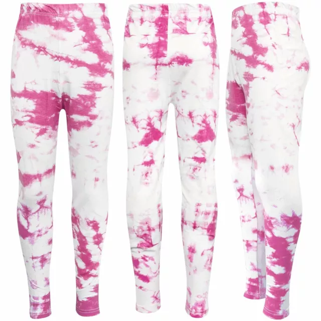 Kids Girls Leggings Tie Dye Pink Print Stylish Fahsion Trendy Dance Legging 5-13