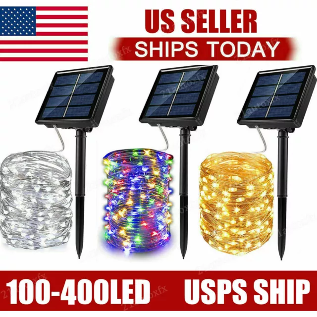 Christmas 100-400 LED Solar Power String Fairy Lights Garden Outdoor Party Lamp
