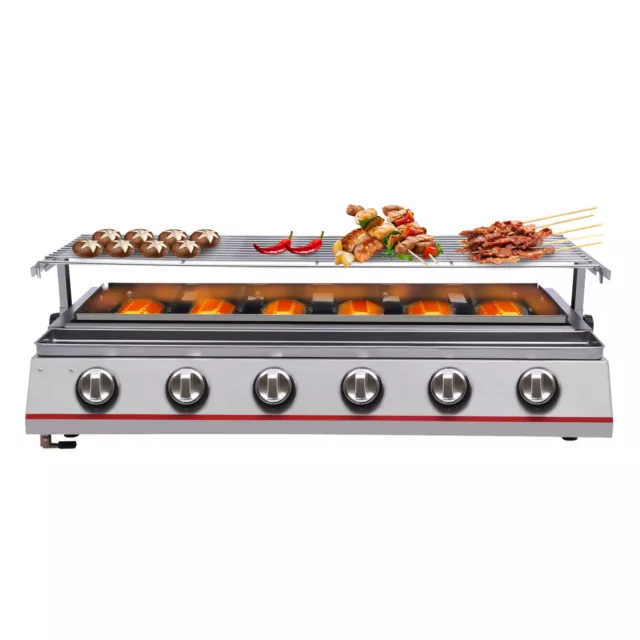 Countertop 6Burner Portable Tabletop Gas Grill Griddle Outdoor BBQ Camping Grill