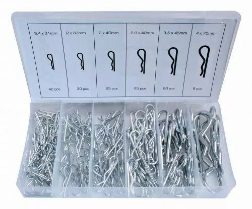 150pc Spring/ R-Clips Hair Pins Assortments Set Hitch Lynch Cotter Zinc Plated