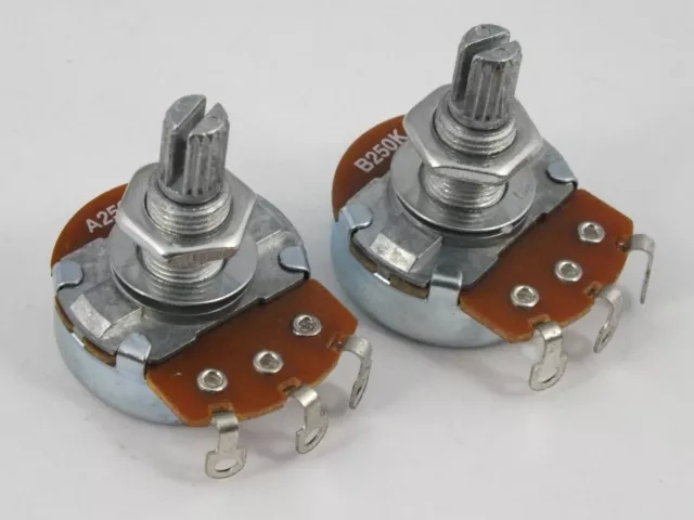 LARGE POTS Log A or Linear B 250k Volume & Tone Potentiometers for Guitars