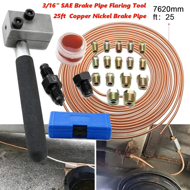 Brake Line Pipe Repair Kit 3/16 Copper Pipe Flaring Tool + Unions Male Female | UK