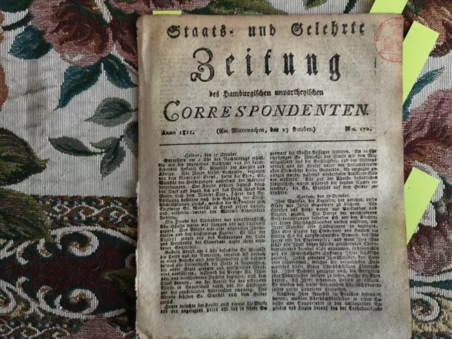 1811 Zeitung  Hamburg 170 Jersey Helgoland Königsberg Theater von Windheim