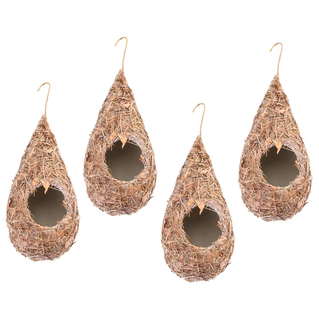 4 Pcs - Friendly Straw Birds Cages Breeding Simulation Bird's Nest