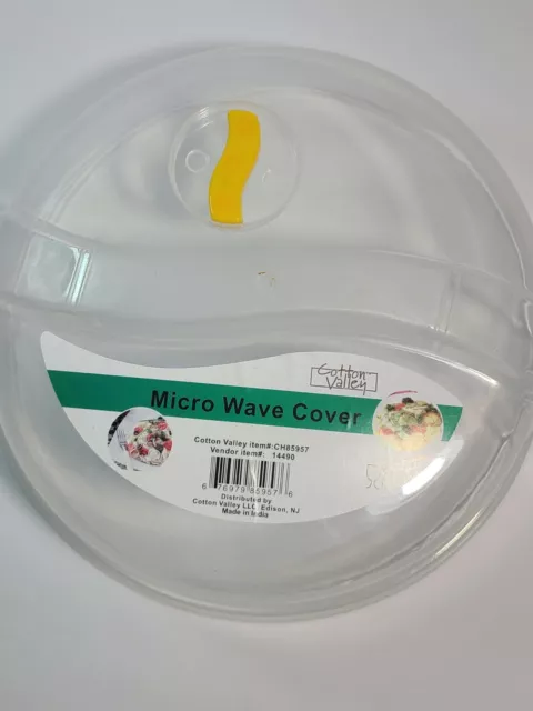 Plastic Microwave Plate Cover Clear Steam Vent Splatter Lid 10.25