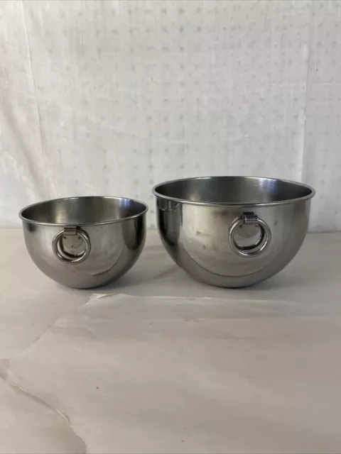 Revere Ware Set of 3 Stainless Steel Mixing Bowls D Rings Plastic