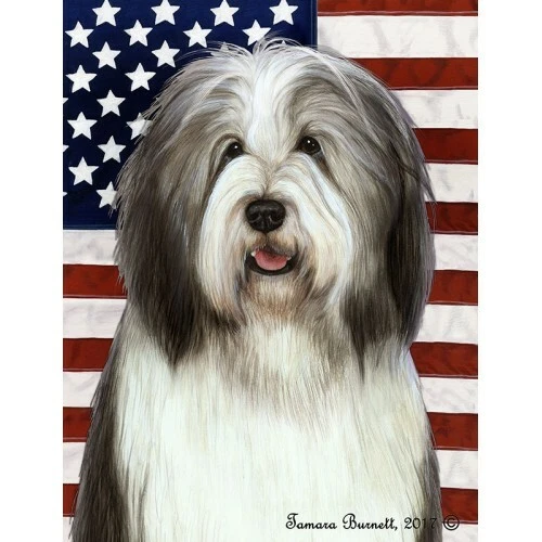 Patriotic (D2) House Flag - Blue and White Bearded Collie 32170
