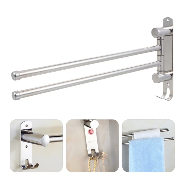 Colgador de torre doble estante de pared colgante plata acero inoxidable