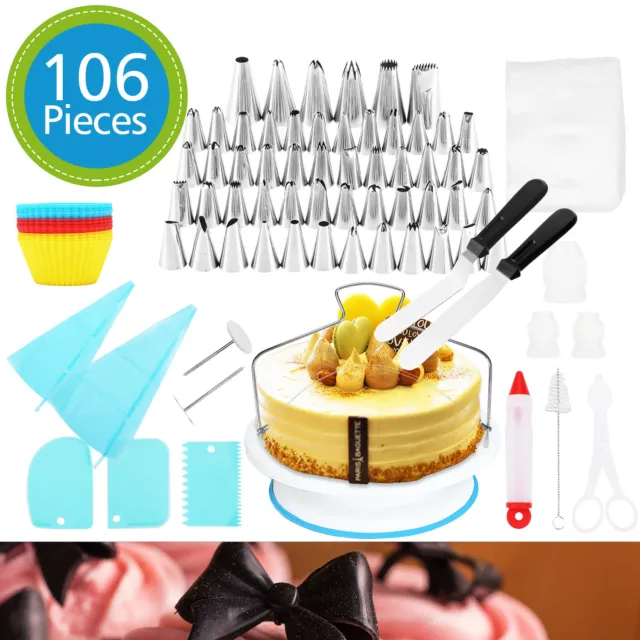 106X Accesorios para hornear Bolsa de pulverización Silicona Placa para pasteles Set Placa para pasteles