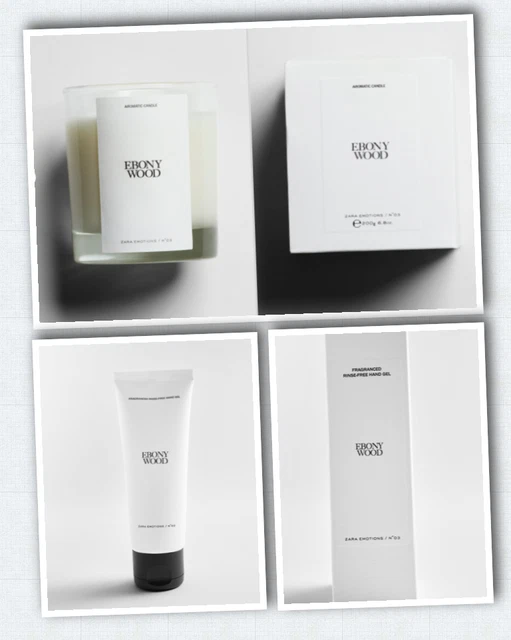 ZARA EBONY WOOD Aromatic Candle 200g + Ebony Wood Fragranced Hand Gel