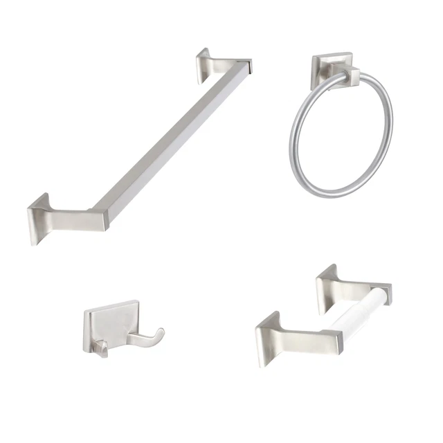 Sure-Loc Basic 4-piece Bathroom Accessory Set Grey Mid-Century Modern