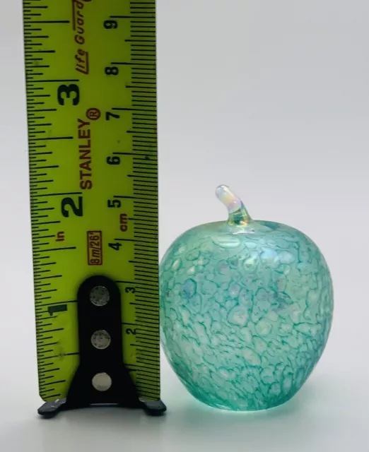 John Ditchfield Glasform Small  2” Art Glass Iridescent  Small Glass Apple 3