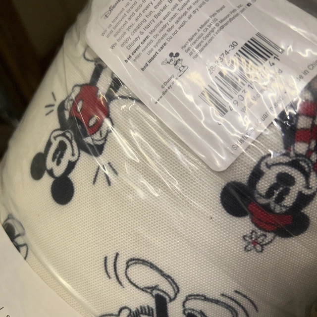 Harry Barker White Mickey Envelope White Mickey Print Dog Bed, 36L X 30W X 6”. H