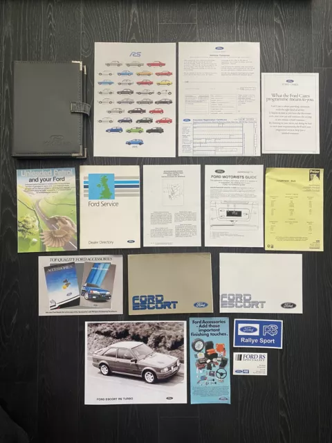 Rare Ford Escort Mk4 Rs Turbo / XR3i Original Owners Manual & Handbook Pack