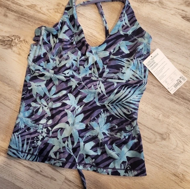 NWT Blue Athleta Triangle Tankini Swim Top D-DD Small back tie adjustable $54
