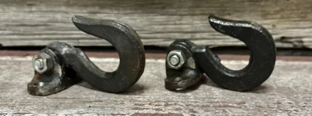 Pair of Cast Iron Industrial Steampunk Swinging Wall Hooks, 3" Long