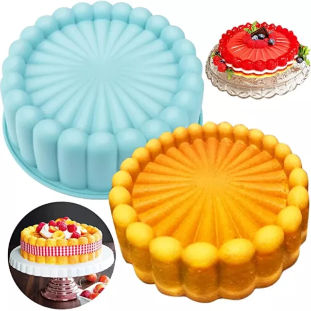 Charlotte Cake Pan Silicone, Nonstick, 8 inch Round Cake Molds for Baking Non-St