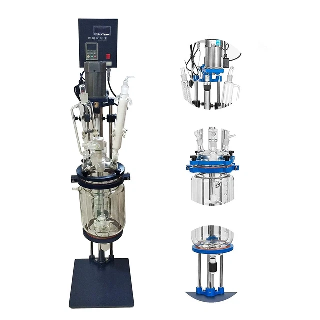 Jacketed Reactor 5L Laboratory Glass Reactor 220V Jacketed Glass Reactor Chemica