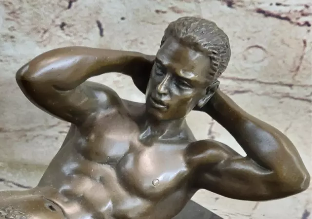 100% Solid Bronze Statue Nackte Hautfarben Mann Gay Kunstwerk Kunst Deko Figur