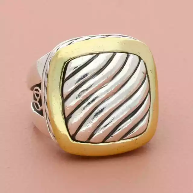 david yurman sterling silver & 18k gold waverly rope cable ring size 6