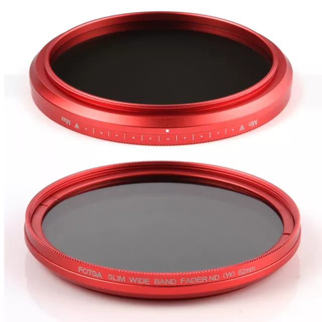 New FOTGA Fader Variable ND Filter 49mm ND2 to ND400 ND100 Neutral Density Red