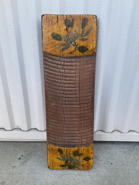 Antique Old Wood Vtg Primitive Scrub Wash Board French Asian Painted Folk Art yg