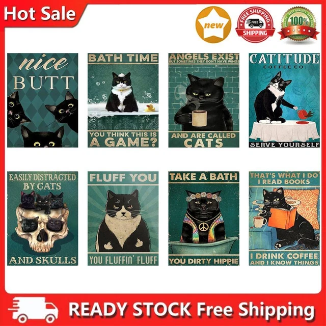 5D DIY Diamond Painting Kits Full Round Drill Black Cat Pictorial Mosaic Picture