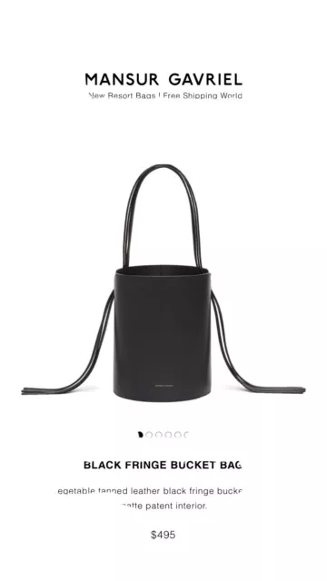 Mansur Gavriel Fringe Bucket Top Handle BLACK Leather Bag Tote BNWT