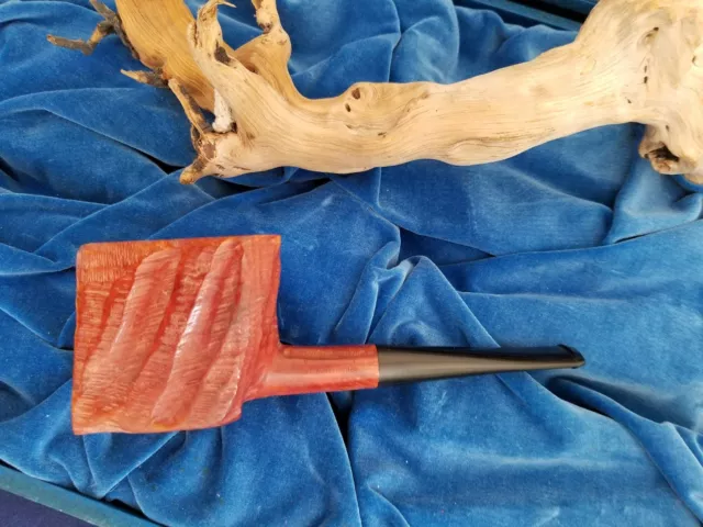 NEVER SMOKED "KINGSLEY" Big Block Hand Etched Carved Imported Briar Pipe Unique