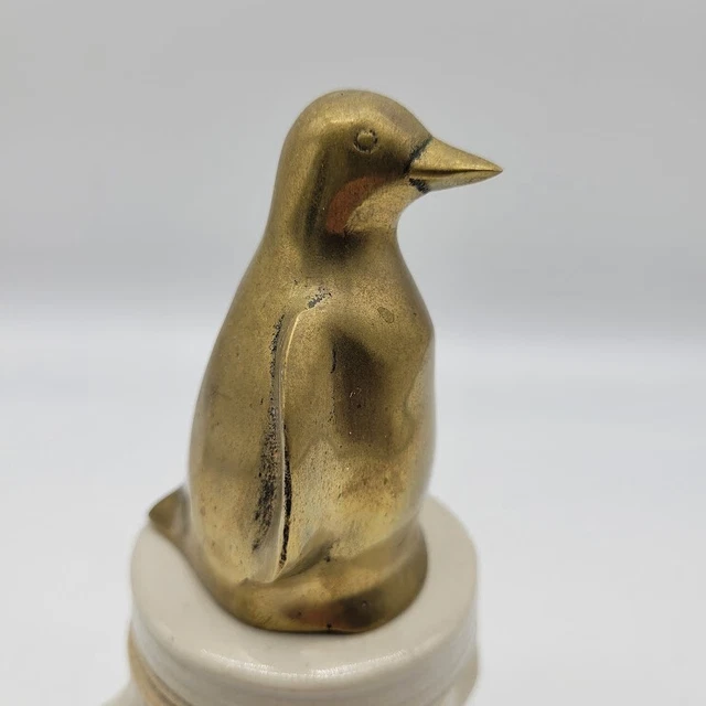 Solid Brass Penguin Figure Bell Paperweight Arctic Snow Bird Gift MCM Hollywood