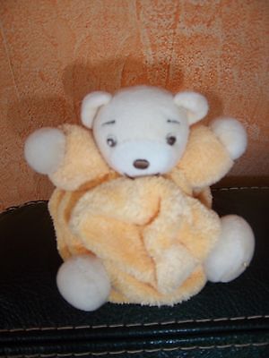 Doudou Kaloo Mini Ours Boule Attache Tetine Beige Rose Aile Blanche 