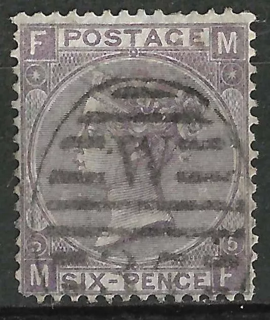 GB SG97 QV 1865 6d Lilac (with hyphen), Wmk Emblems, Plate 5, MF, Used