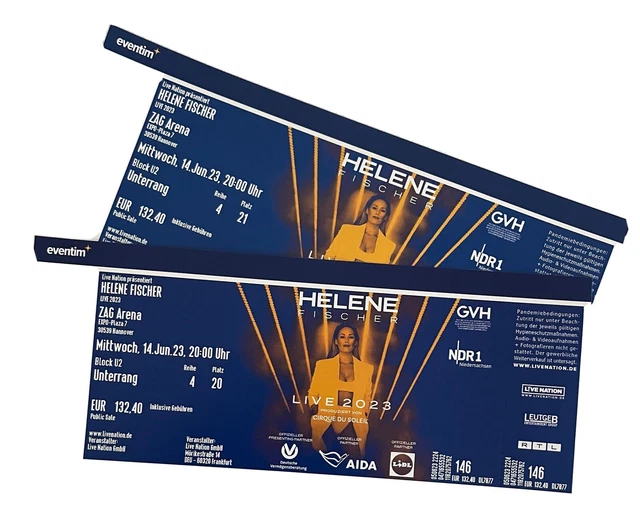 2x Helene Fischer Tickets 14.06.23 Hannover Top Sitzplätze 2x Helene Fischer Tickets 14.06.23 Hannover Top Sitzplätze