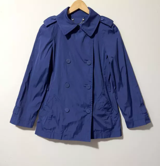 Max Mara Weekend Jacket Blue Trench Coat Double Breasted Women’s Size 6 no belt