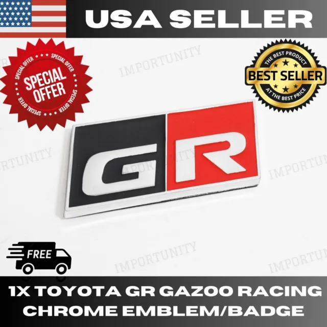 1X Toyota GR Gazoo Racing Chrome Emblem Decal Badge Sticker 3D Letter