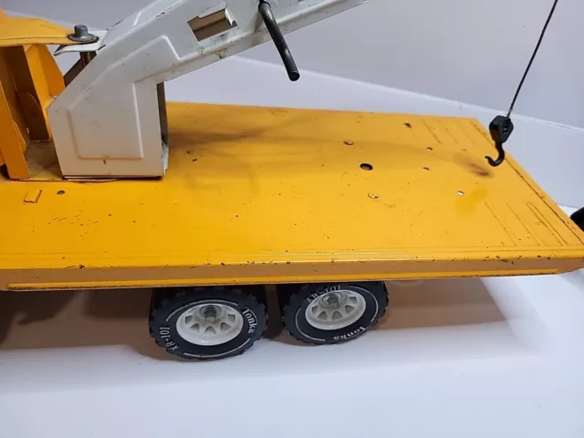 Vintage Tonka Pressed Steel Flatbed Turbine Crane Toy Truck 1970s w/ Boom 3