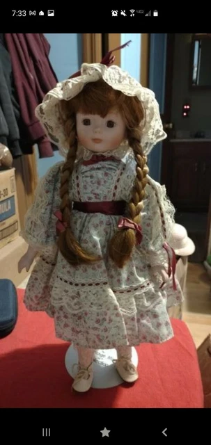 Heritage mint ltd collection porcelain doll Country Girl, 16 Inches With Stand