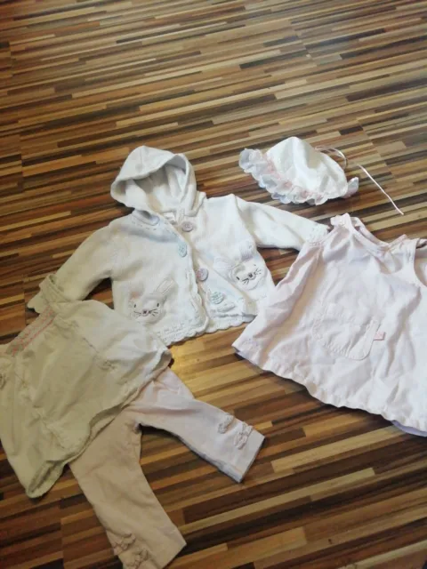Bundle Baby Girls 0-3 3-6Mth Next White Cardigan Leggings Top T-Shirt Pink Dress